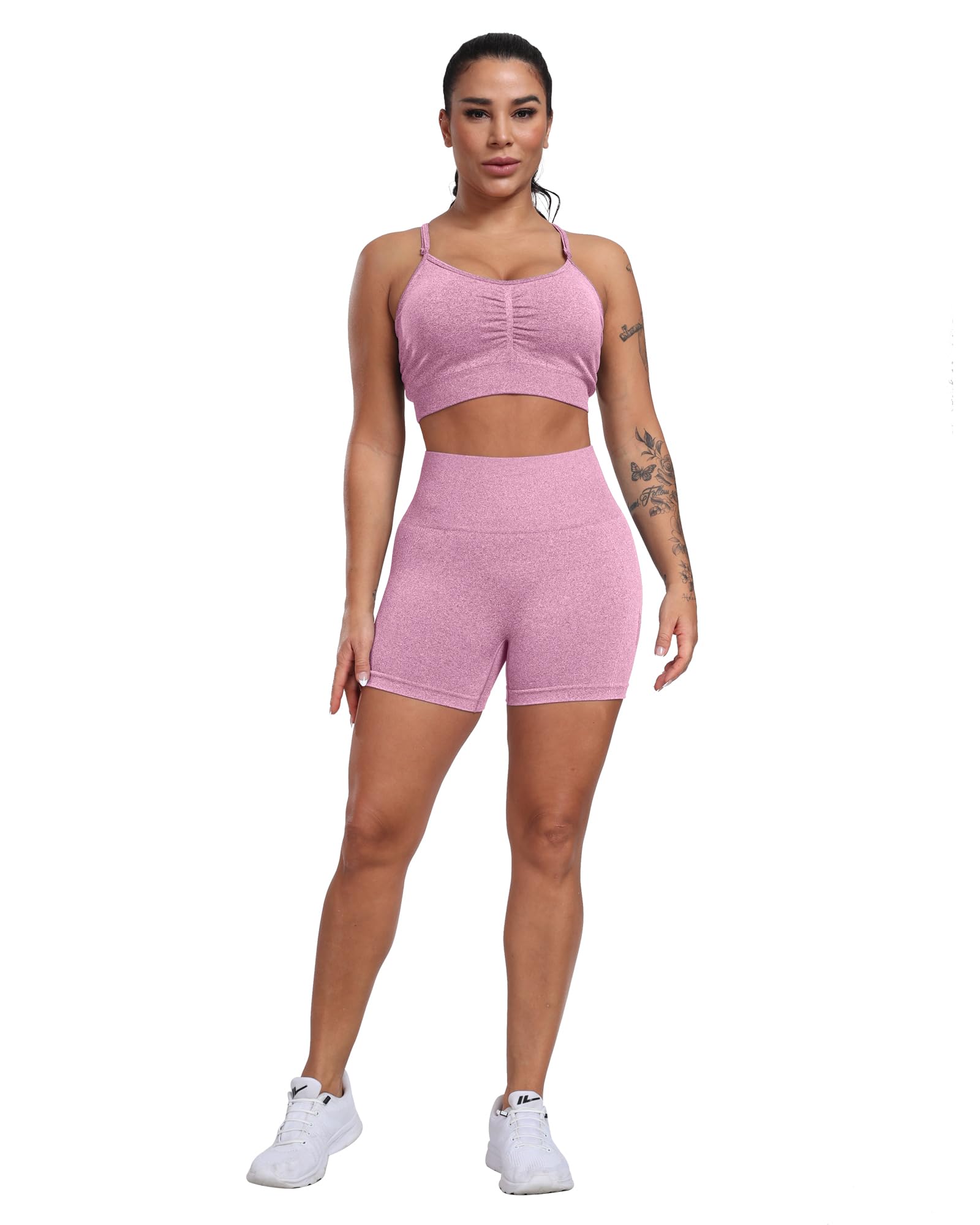 CHRLEISURE Women's 4 Packs Workout Gym Shorts, High Waisted Butt Lifting Scrunch Butt Seamless Booty Shorts