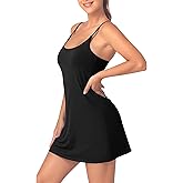 Leovqn Womens Tennis Dress with Built-in Bra & Shorts Athletic Dress Workout Dress Exercise Dress with Pockets Golf Dress