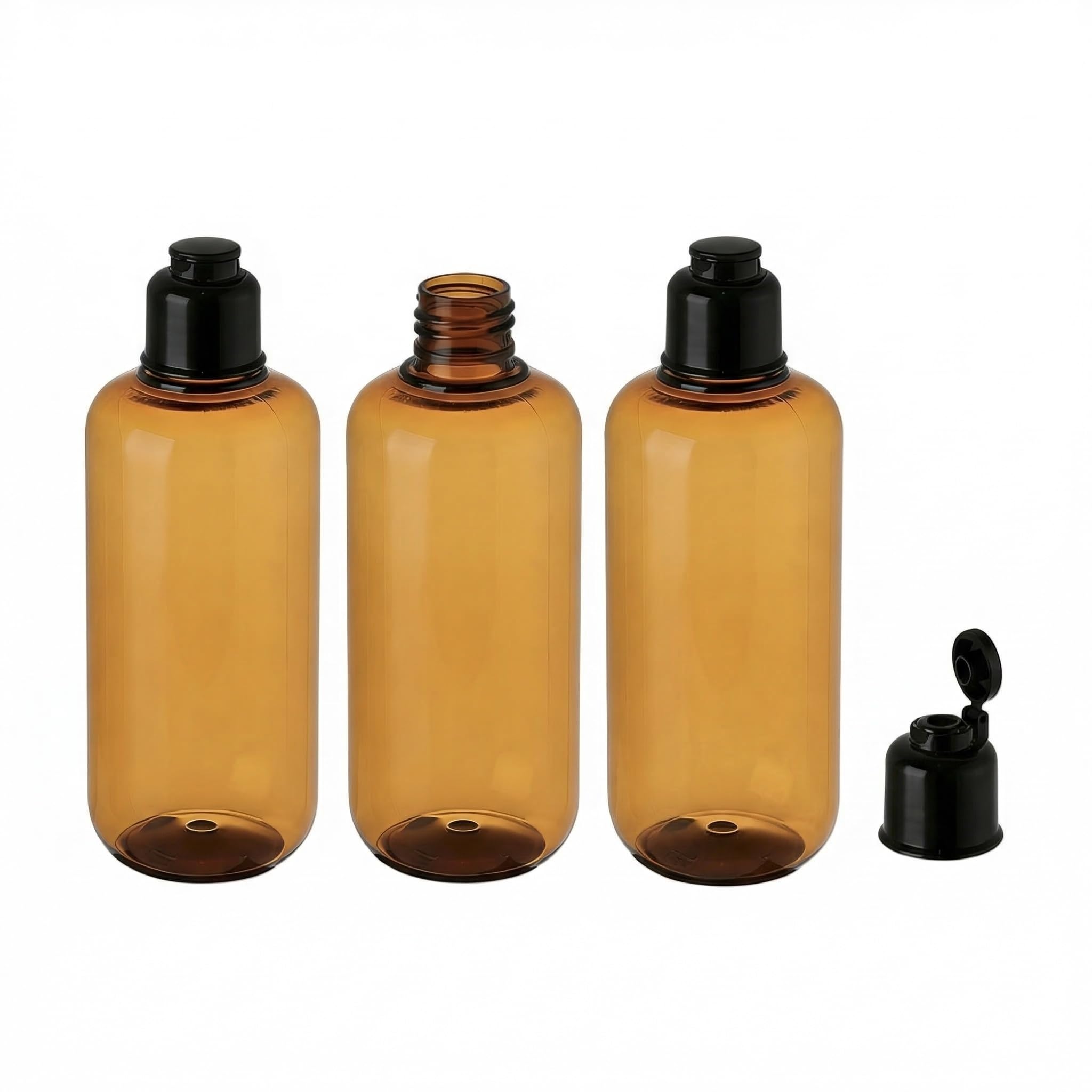 ericotry 300ml/10oz Empty Refill Plastic Squeeze Bottles Cosmetic Container with Black Flip Cap Makeup Essential Oil Water Shampoo Shower Gel Liquid Storage Jar Pot Holder DIY Beauty Tool Pack of 3