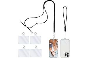 simarro Universal Cell Phone Lanyard, 2 Phone Chains with 4 Transparent Replacement Mobile Phone Straps Adjustable Nylon Neck Strap for All Smartphone Compatible with Most Phone Cases (Black)