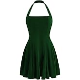 SOLY HUX Women's Halter Mini Dress Sexy Draped Sleeveless Backless Ruched Bodycon Club Party Going Out Dresses