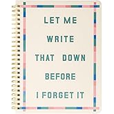 ban.do Rough Draft Mini Spiral Notebook with Saying, 8.5" x 6.75" with Pockets and 160 Lined Pages (Let Me Write That Down)