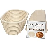Saint Germain Bakery Premium Round Bread Banneton Basket with Liner - Perfect Brotform Proofing Basket for Making Beautiful B