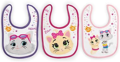 44 Gatti Set 3 Bavaglini In Cotone, Girl - 9 Gr