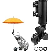 180° Adjustable Golf Umbrella Holder,Heavy Duty Universal Umbrella Stand with Double Knob for Stroller Bike Wheelchair Bicycle Mobility Scooter Beach Chair Shopping Cart Universal