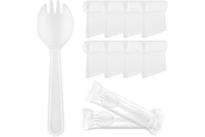 100pcs Disposable Sporks, Heavy Duty Disposable Utensils Silverware Set Individually Wrapped Fork Spoon for Party Wedding Bir