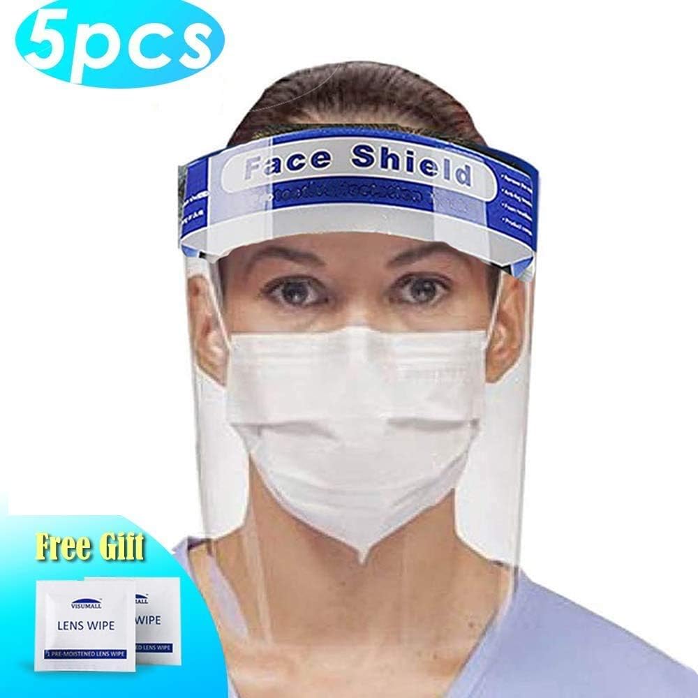 Safety Face Shield, 5 Pcs Reusable Adjustable Transparent Full Face Anti-spitting Protective Mask Hat Protect Eyes and Face Anti Drool Splash-Proof Facial Cover Men Women
