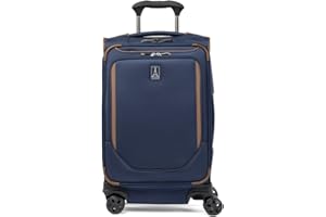 Travelpro Crew Classic Lightweight Softside Expandable Carry on Luggage, 8 Wheel Spinner Suitcase, Men and Women, Carry On 21-Inch, Patriot Blue