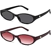 HERJOUR Retro Oval Sunglasses for Women Men Y2k Narrow Cat Eye Sunnies Skinny Shades AR82299