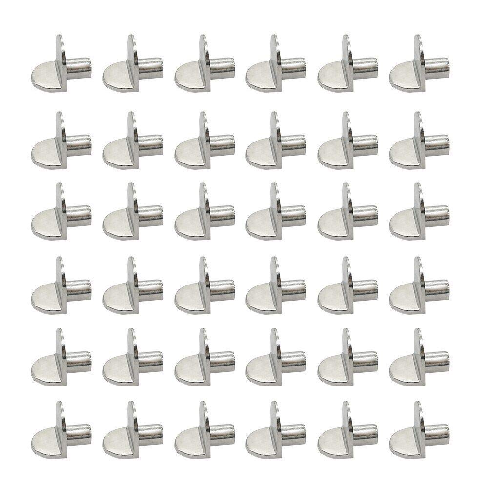 Shelf Support Stud Pegs 5mm 80pcs Metal Shelf Pegs L Shaped Cabinet Shelves Supports Nickel Plated Shelf Bracket Pins for Kitchen Bookcase Closet Wardrobe Cupboard