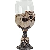 SUMMIT COLLECTION Underworld Upside Down Ossuary Skull Wine Goblet Glass Stemware Sacrificial Ceremonial Skull Wine Chalice Goblet 7 Fl Oz Drinkware