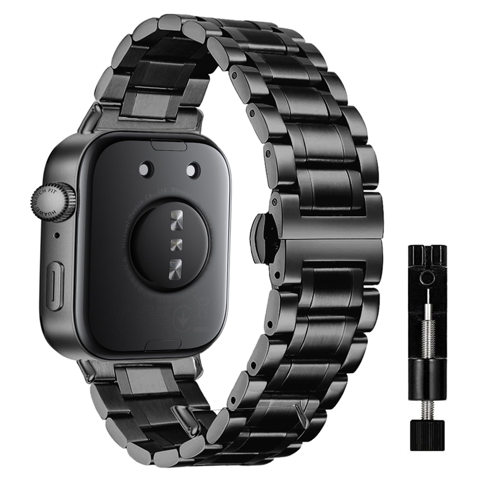 MiKoyi Metal Strap Compatible with Huawei Watch Fit 4 Pro/Fit 4 / Fit 3, Metal Stainless Steel Bands Solid Durable Adjustable Replacement Strap for Huawei Watch Fit 4 Pro/Fit 4 / Fit 3, Black