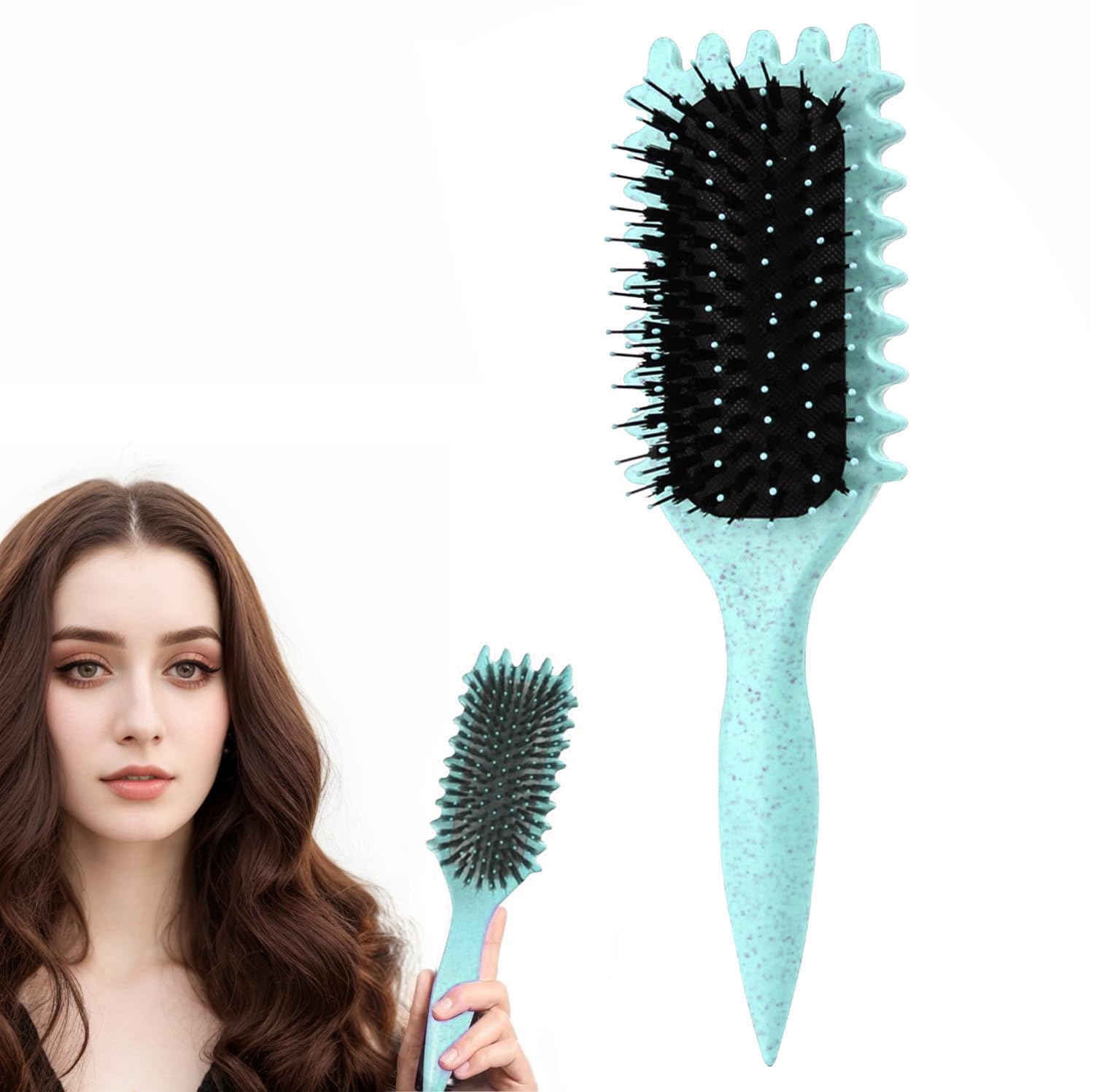 HIHIDAY Curly Hair Brush Styling Brush for Detangling,Combing,Shaping and Defining Curls For Women and Men Less Pulling,Reduce Pulling and Curl Separation Curl Defining (GREEN)
