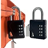 LAFENLIN 2 Pack Combination Locks, Locker Locks with Writable Tag, 4 Digit Padlock for Cases, Gym, Backpack, Backyard Gate, Fence, Hasp, Indoor, Outdoor Gate Lock, Weatherproof (Black - NO Key)