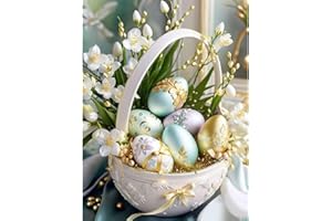 Canrichshop Diamond Art Painting Kits for Adults,Easter Eggs Diamond Painting Kits for Beginners,5D Round Full Drill Gem Art for Home Wall Decor 12X16 inch