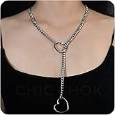 C CHIC CHOK YOUR BODY TALK Choker Necklace for Women - Heart O-ring Slip Chain Adjustable Lariat Y-Necklace