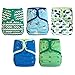 EcoAble Baby Cloth Diaper Cover AI2, Snaps, 5-pack + 10 inserts (Size 1 / 8-25lb, Boy)