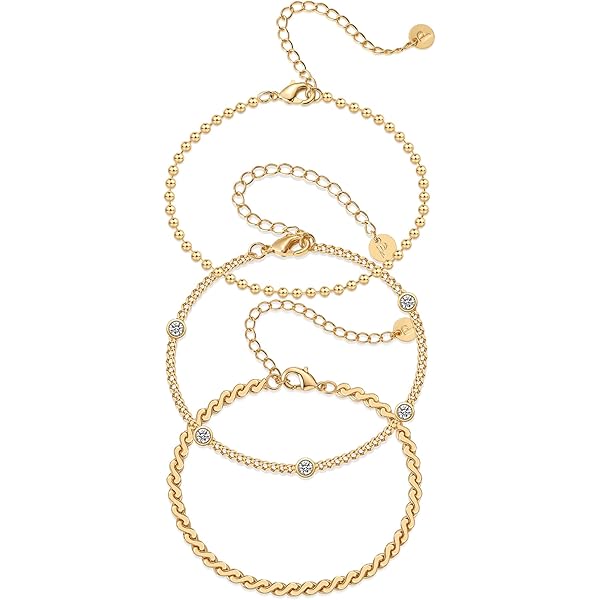 PAVOI 14K Gold Plated Friendship Matching Adjustable Bracelets For