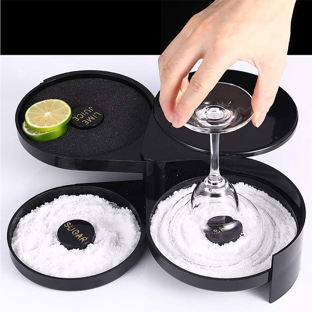  | Suwimut 2 Pack 3 Tier Bar Glass Rimmer for Margarita and Cocktail, Bartender Tool, Black: Rimming Salts & Sugars