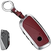 WelaDawn Key Fob Cover Case Compatible for BMW 2025 2024 2023 5/7 Series , X5, X6, X7,X2, X5M,I5,I7,XM,2022-2023 IX, Red Leather Keychain for Women Men