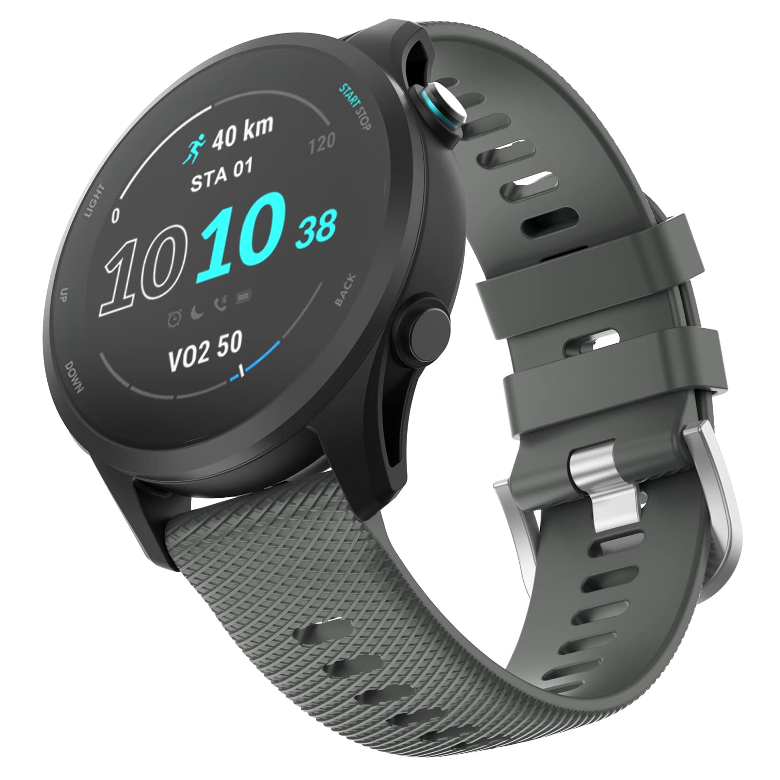 OVERSTEP Forerunner 255 Strap/255 Music Strap, 22mm Replacement Strap Soft Silicone for Garmin Venu 2/Vivoactive 4, grey
