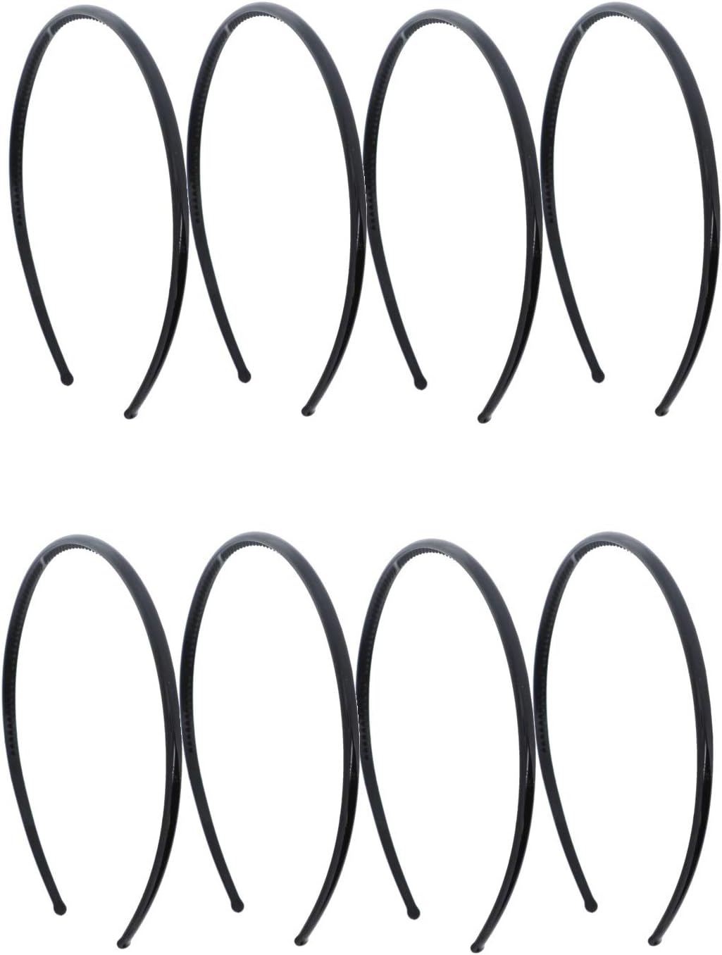 Thin Plastic Headband - Set of 8-Black