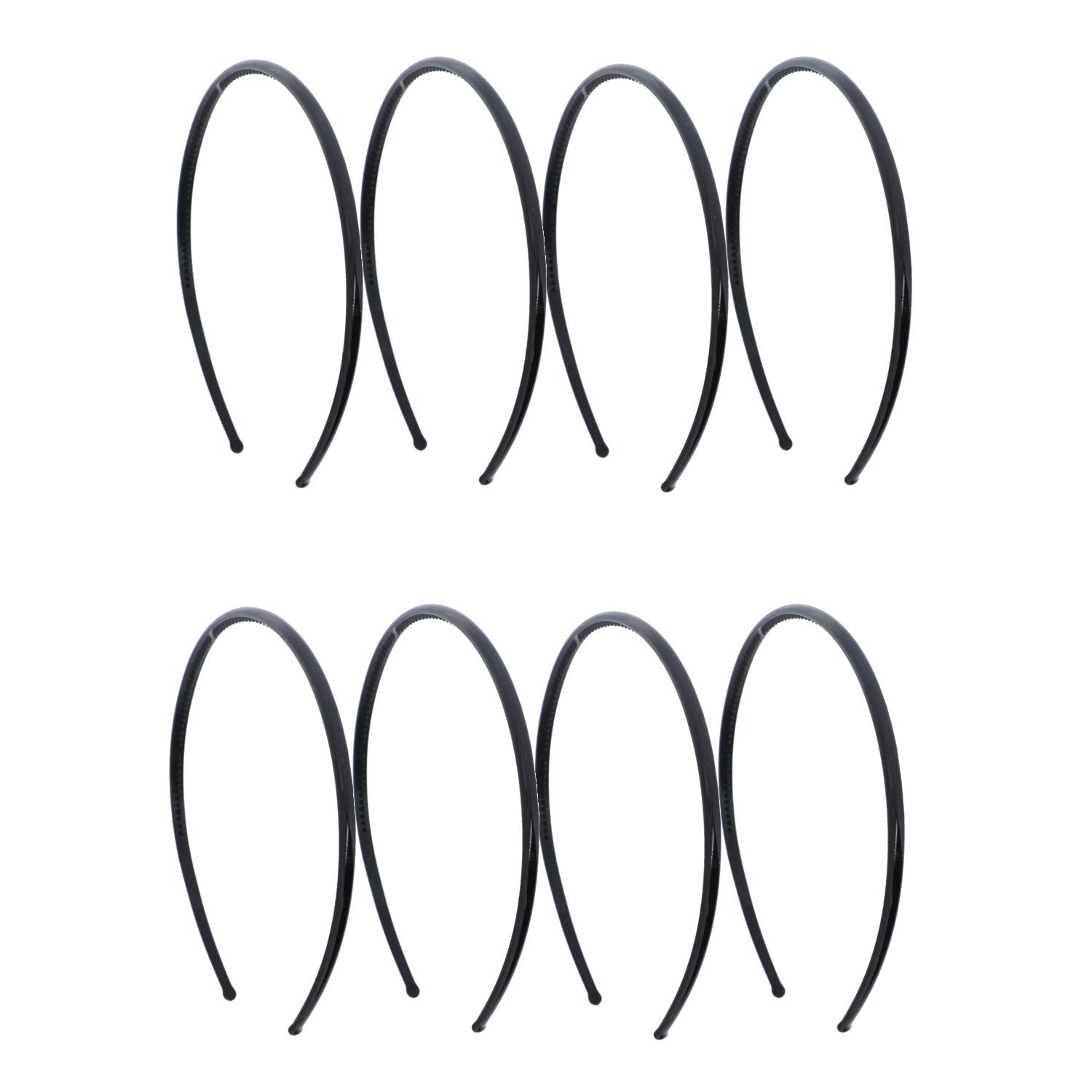 Thin Plastic Headband - Set of 8-Black