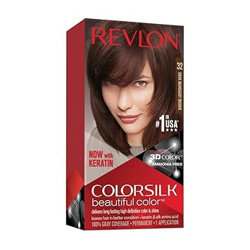 Amazon Com Revlon Colorsilk Beautiful Color Permanent Hair Color With 3d Gel Technology Keratin 100 Gray Coverage Hair Dye 32 Dark Mahogany Brown Chemical Hair Dyes Beauty