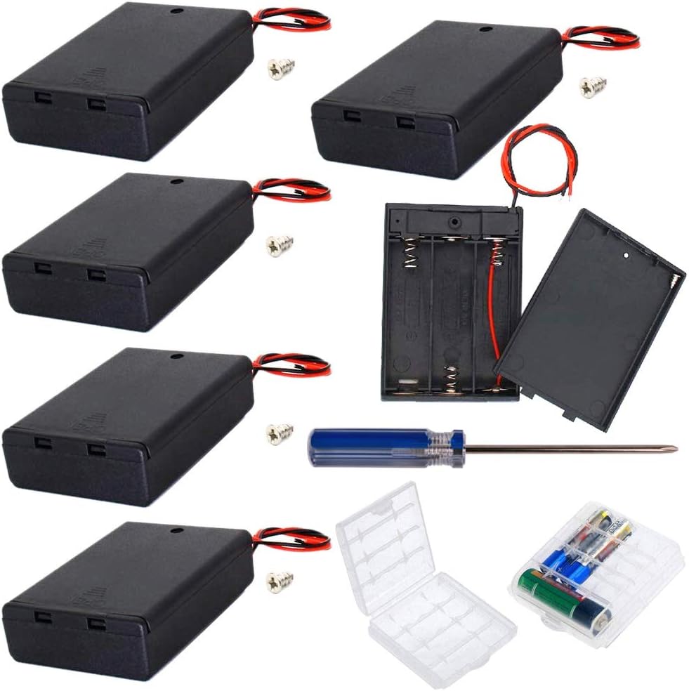 GTIWUNG 6Pcs 3 AA Battery Holder with Switch and Cover