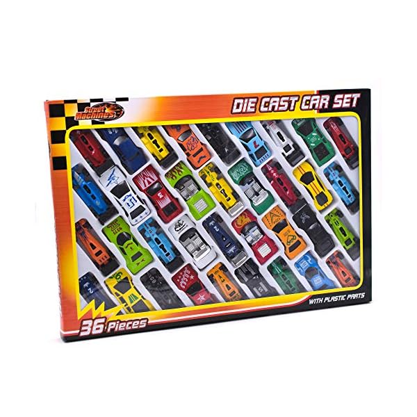 36 Piece Die Cast Metal Toy Cars Diecast Mini Racing Vehicles for Kids, Convertibles, F1, Sports Cars, Model Collector…