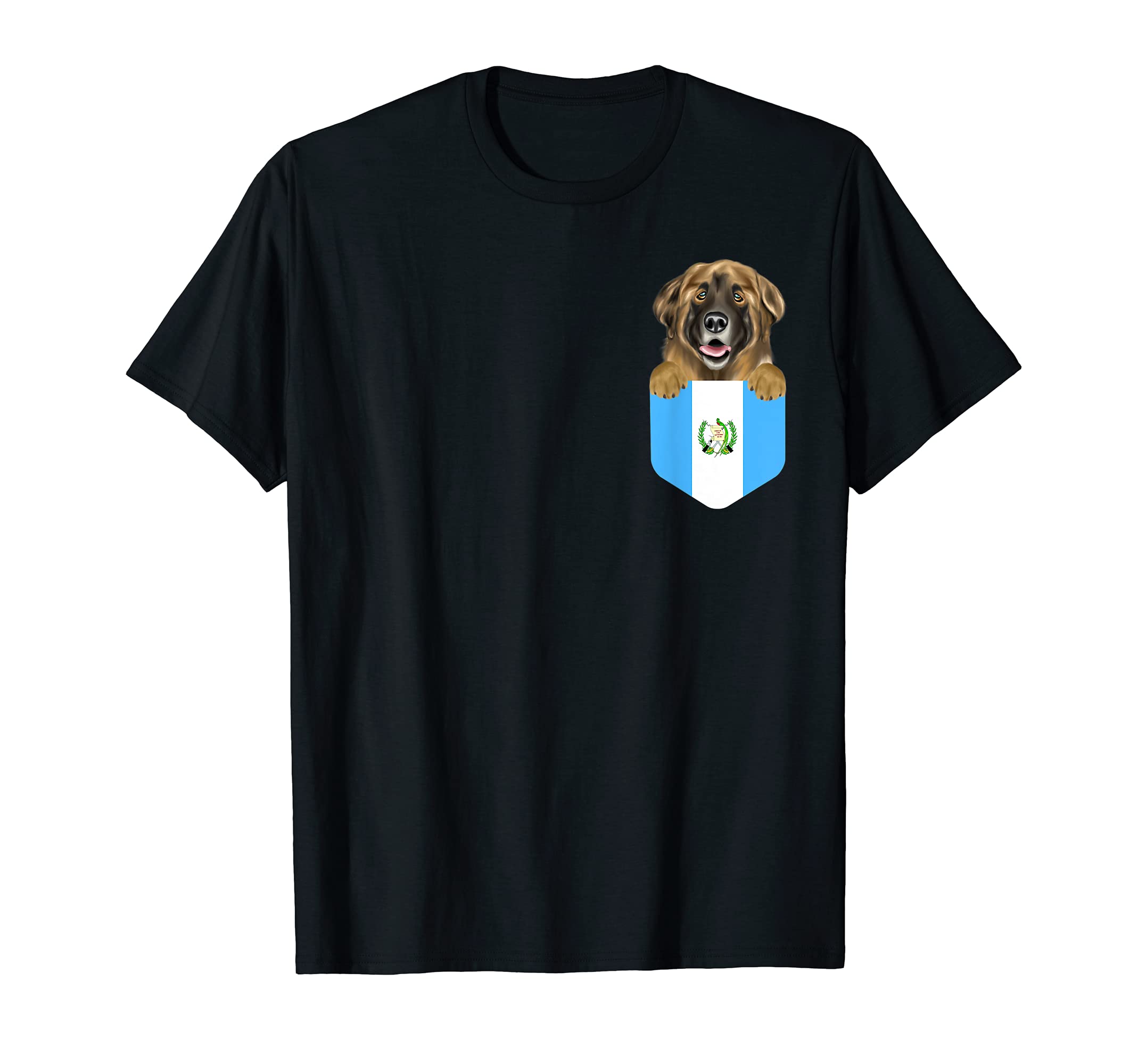 Guatemala Flag Leonberger Dog In Pocket T-Shirt