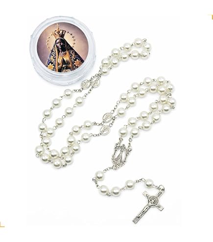 Rosario Padre Pio grani in legno marrone pater metallo 8mm | vendita online su