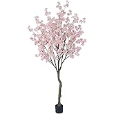Nafresh Tall Artificial Cherry Blossom Tree 7Ft(84'), Realistic Potted Silk Faux Cherry Blossom for Indoor Outdoor Home Office Living Room Bedroom Porch Floor Decor