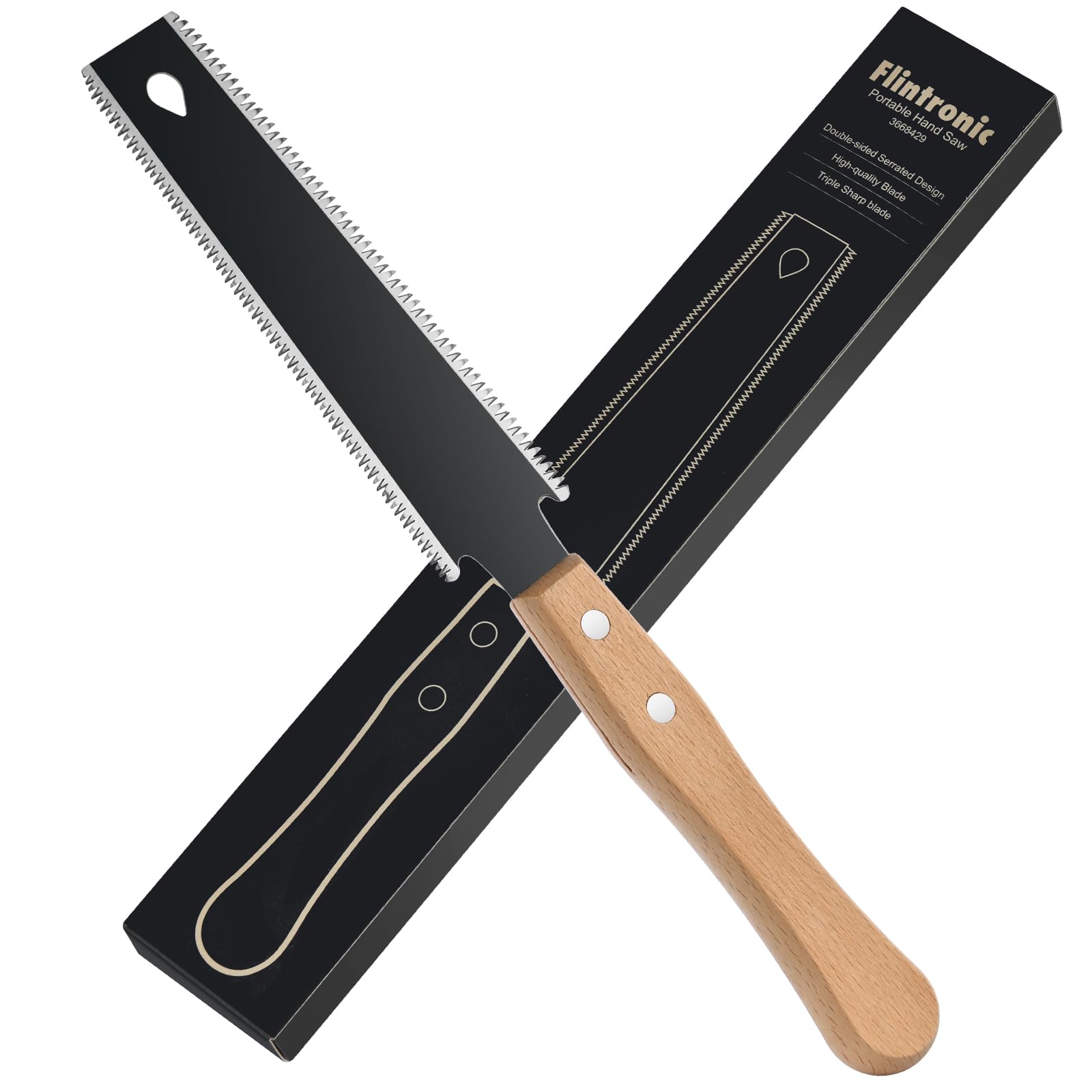 Flintronic Japanese Hand Saw, 5.9 Inch Pull Saw for Woodworking, Double Edged 11/17 TPI Flush Cut saws, Portable Wood Cutter Tool with Wooden Handle for Fine Cutting, Wood and DIY Projects