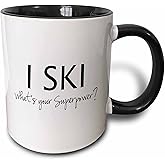 3dRose mug_194468_4 I Ski - What's Your Superpower - Fun Gift For Skiers And Skiing Fans Mug, Black, 11 oz