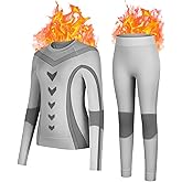 Meterstride Thermal Underwear for Kids Athletic Thermals Top and Bottom Set Boys Girls Long Johns Set Winter Base Layer