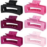 Sisiaipu 3.5 Inch Medium Hair Claw Clips 6 Pack Hair Clips for Women Square Rectangle Claw for Hair Banana Jaw Clips Hair Acc