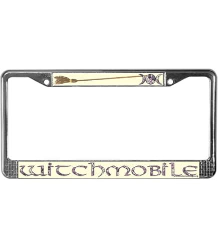 CafePress 'My Other Car Is A Broom' License Plate Frame - Chrome Novelty Tag Holder