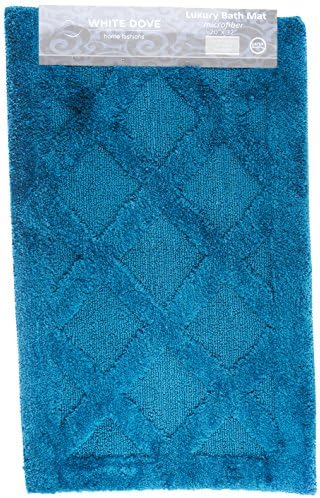 Luxury Bathroom Rug Bath Mat, 100% Microfiber, Non-Slip Latex Backing - 20" x 32" - Extremely Soft - Trellis Pattern - by Unity (Turquoise)