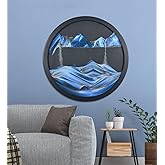 Oneshow 17.3" Moving Sand Art Picture Wall Art, 3D Sand Art Liquid Motion | 360&deg; Rotating Deep Sea Sandscape for Meditation, Home &amp; Office Decoration Relax Mood Glass Craft Birthday Gifts for Adults