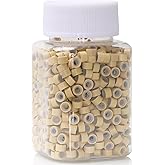 NIACONN 1000pcs 5 mm Tinsel Hair Extensions Beads, Silicone Lined Ring Micro Link I-tip Beads for Hair Extension - Ash Blonde