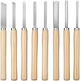 VEVOR Wood Lathe Turning Tool Set, 8PCS, Lathe Chisel Set with Carbon Steel Blade, 2 Skew, 1 Spear Point, 1 Parting, 1 Round 