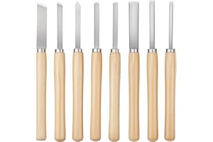 VEVOR Wood Lathe Turning Tool Set, 8PCS, Lathe Chisel Set with Carbon Steel Blade, 2 Skew, 1 Spear Point, 1 Parting, 1 Round Nose, 3 Gouge Tools, 1 Oxford Bag, for Beginners, Hobbyists, Professionals