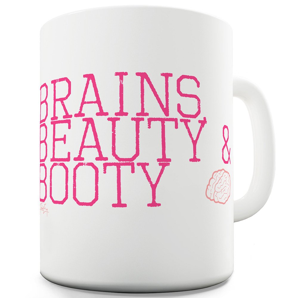 TWISTED ENVYBrains, Beauty & Booty 11 OZ Mug - Unique Coffee Mug, Coffee Cup