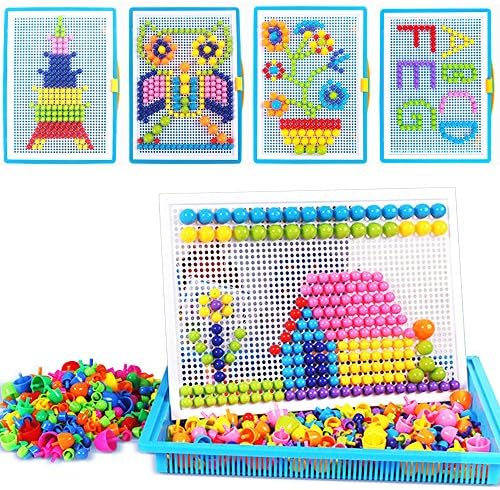 Anwish Baby Toy Button Art Color Matching Mosaic Pegboard for 3 Year