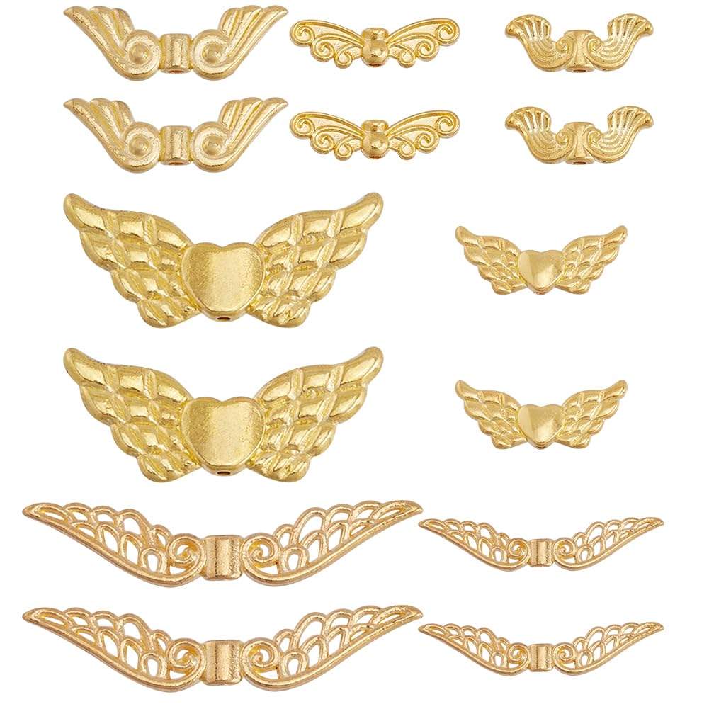 SUNNYCLUE 56pcs Wing Spacer Beads Wing Beads Angel Wing Bead Fairy Wings Beads Large Wing Loose Beads Lucky Tibet Style Alloy Wing Charm for Jewellery Making Charms DIY Bracelets Necklace Earrings — image 1