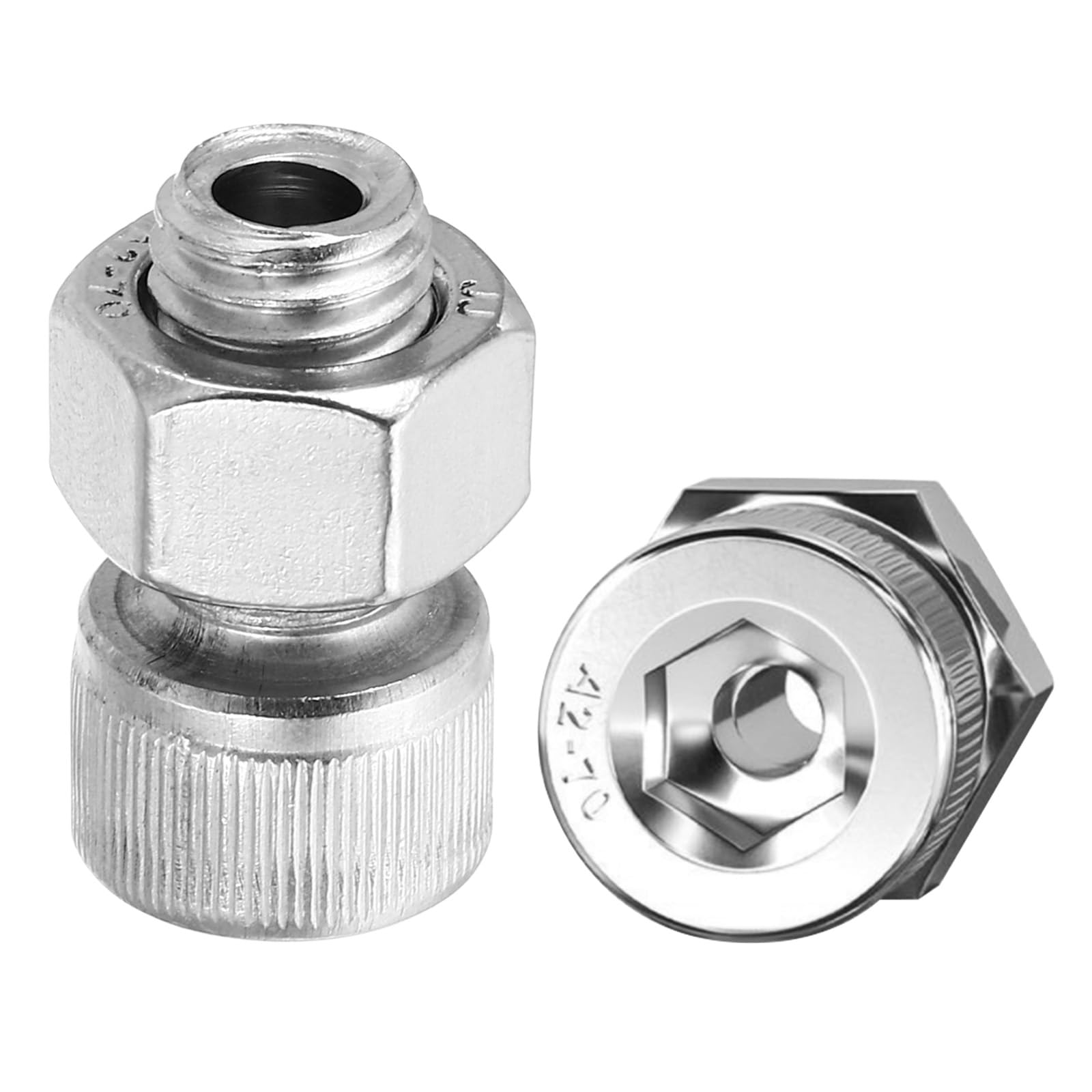 PATIKIL M12x20mm 304 Stainless Steel Hollow Bolt, 2 Set Cylindrical Hexagon Socket Screw Nut Kit Lamp Threading Screws Through Hole Fasteners