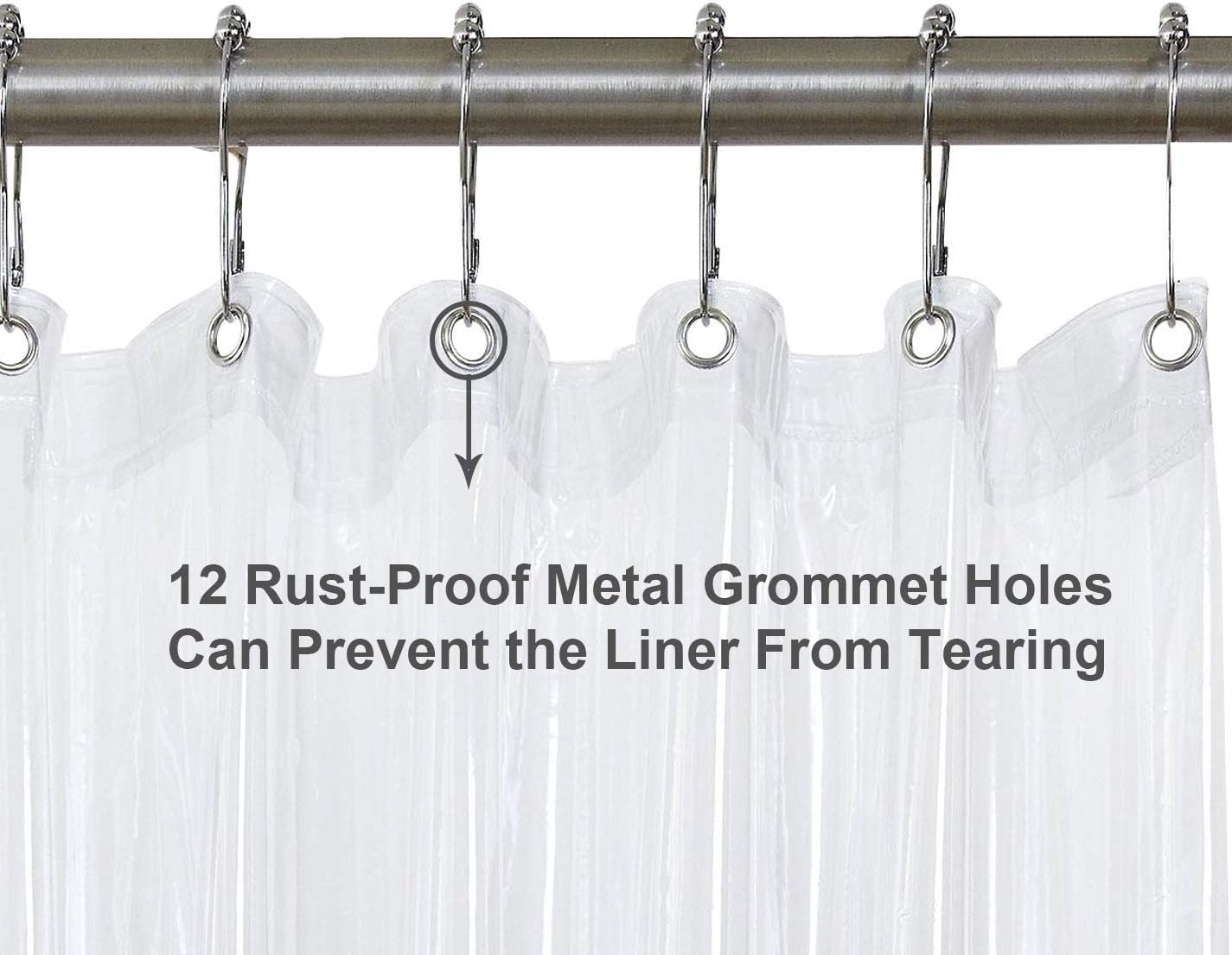 Heavy Duty Shower Curtain Liner Clear - PEVA 8G Waterproof for Bathroom, Rust Proof Grommets, 72x72 Inches, 1PC: Kitchen & Dining