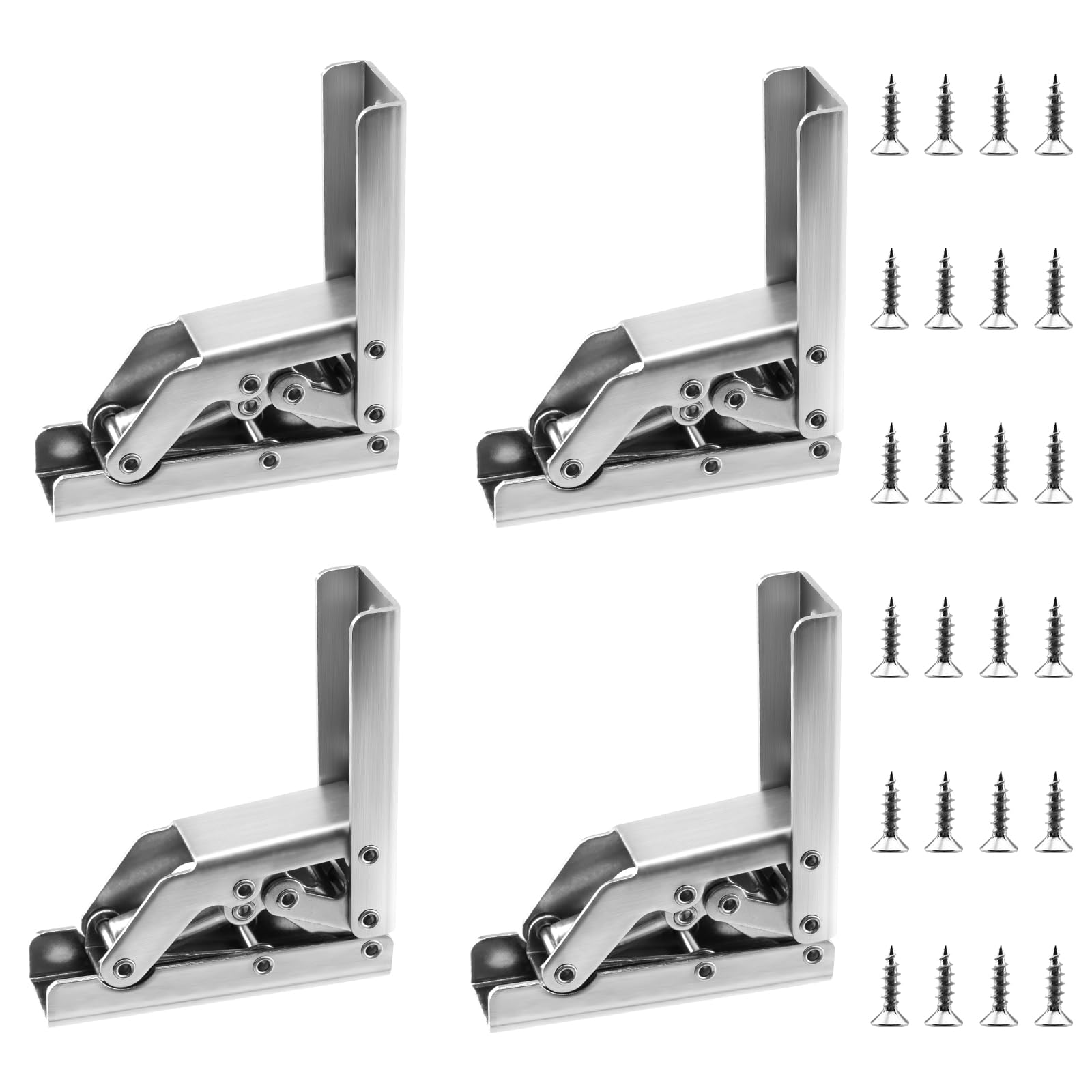 CHEUKYIU Pack of 4 Shelf Hinges 165 mm, Folding Console Heavy Duty Stainless Steel Folding Shelf Brackets, Folding Shelf Brackets, Folding Console 90°/180° Degree for Home, Kitchen, Office, Table,