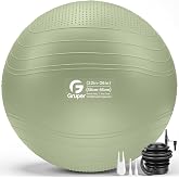 Gruper Yoga Ball, Extra Thick Non Slip Exercise Ball, 4 Sizes | Yoga Ball for Workout, Yoga, Pregnancy, Anti Burst Chair for Home and Office, Includes Foot Pump &amp; Fitness Guide